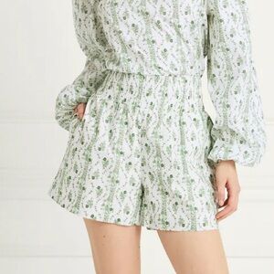 Hill House Livie Nap Shorts in Green Vine Stripe Cotton